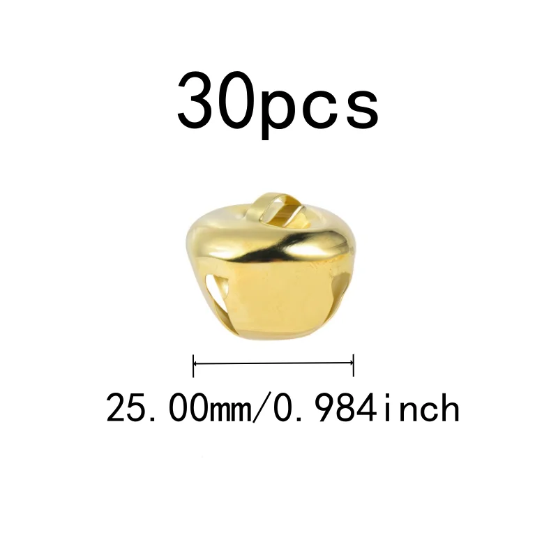 30 pcs 25mm Jingle Bell Charms with Cross Shape Design, ideal for Home Hanging Ornament and Christmas Tree Decor, Gold