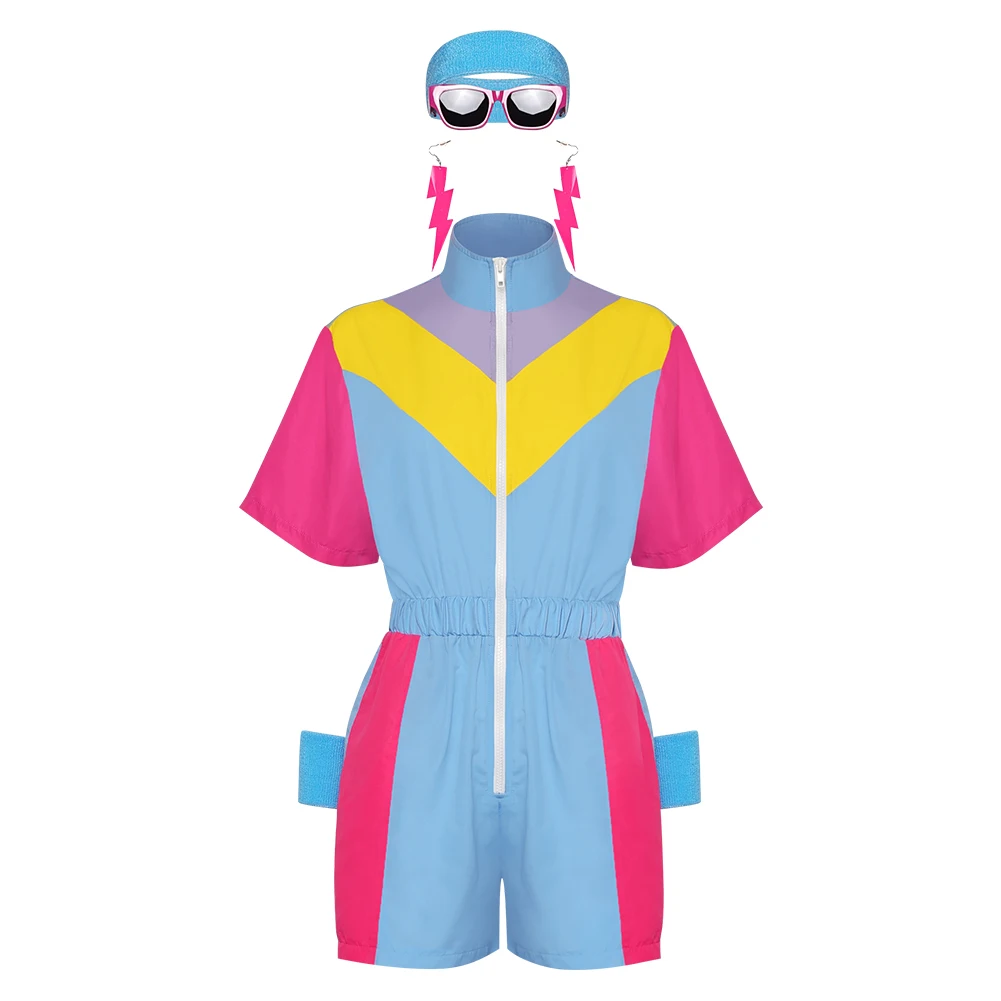 Stage Performance 80s 90s Sportswear Women\'s Colored Track Suits Cosplay Costume Suit Outfits Halloween Carnival Party Clothes