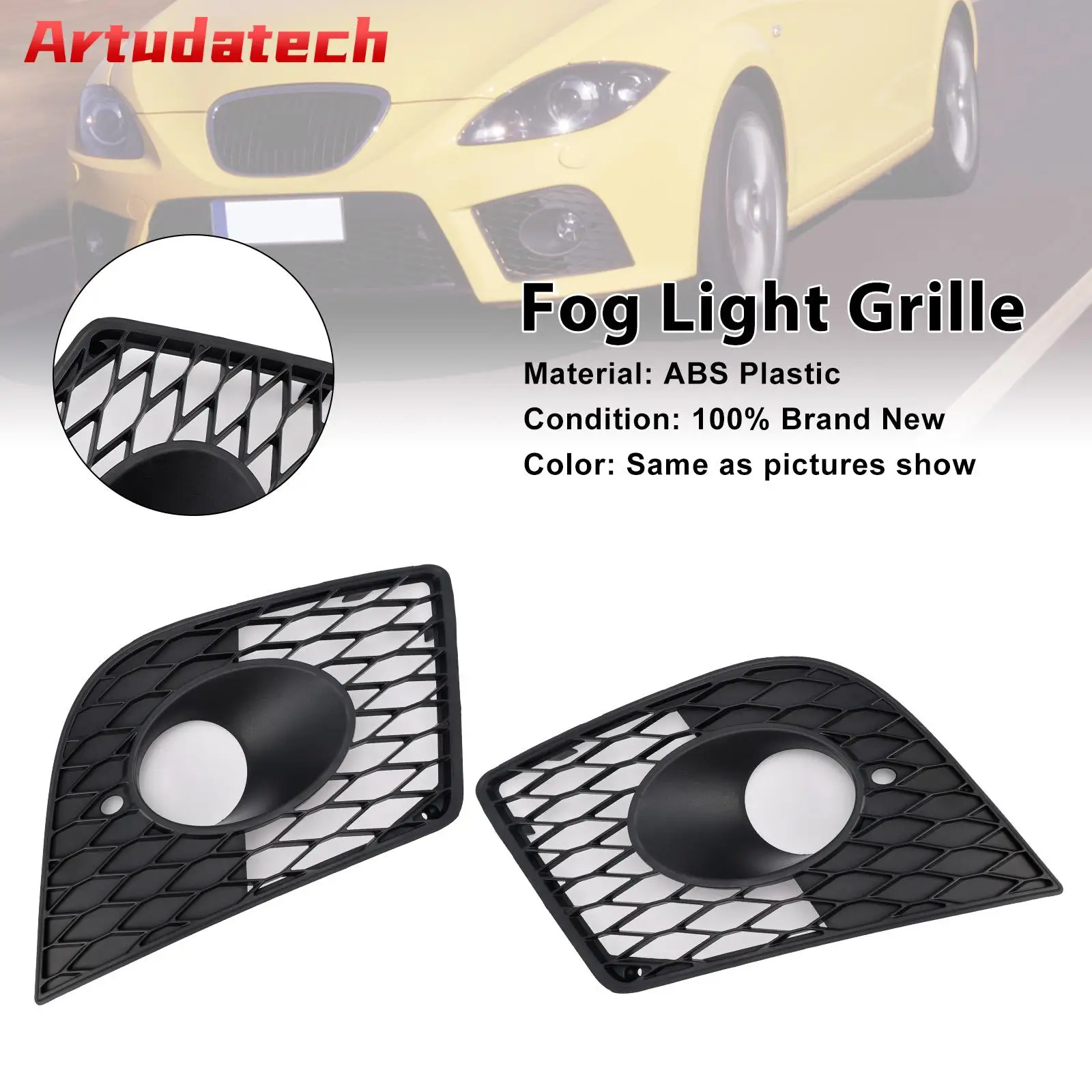 

Artudatech 2PCS Front Bumper Fog Light Cover Grille Grill Fit Seat Leon Cupra 2005-2012 Car Accessories