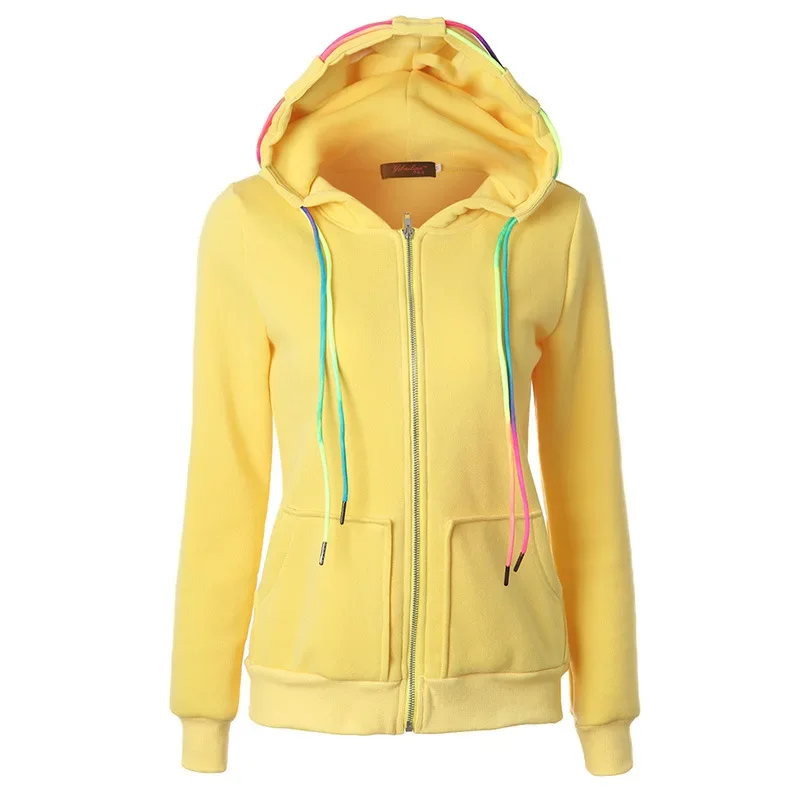 Zip Up Hoodie Social Harajuku Solid Color Hoodie Women's Harajuku Sweatshirt Long Sleeve Winter Velvet Thicken Jacket Clothes