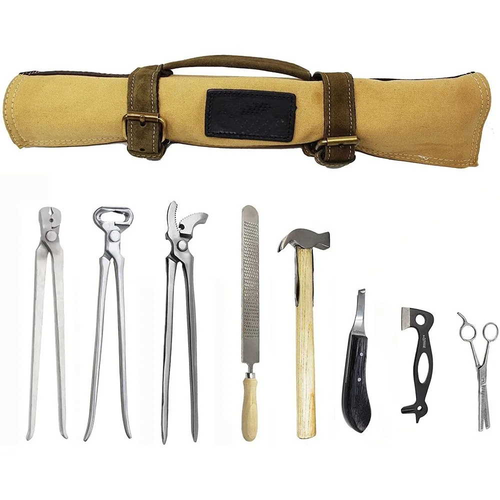 Professional Horseshoe Farrier Tool Set, High-Quality Hoof Care Kit for Horse Grooming & Veterinary Use