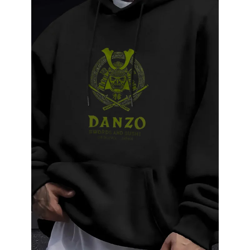 سويت شيرت رجالي بغطاء للرأس أسود Danzo Swords and Sushi مطبوع عليه شعار عالي الجودة من القطن كاجوال ملابس الشارع الشهير للرجال #1