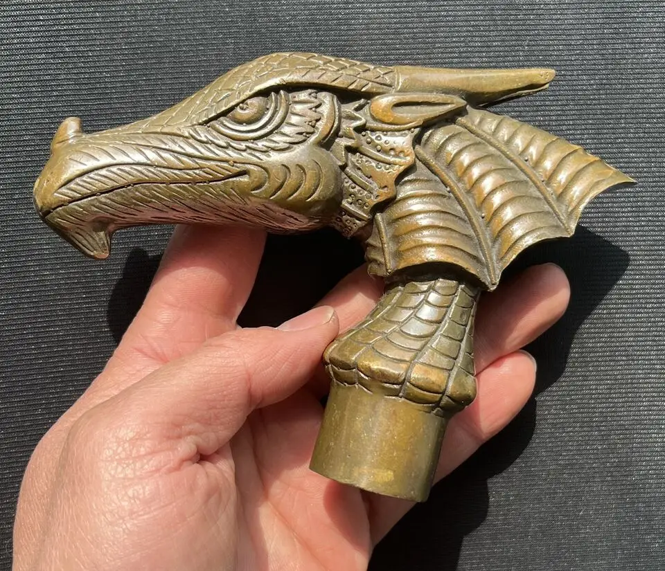 

RETRO BRONZE DINOSAUR DRAGON CANE WALKING STICK HEAD HANDLE ACCESSORIES
