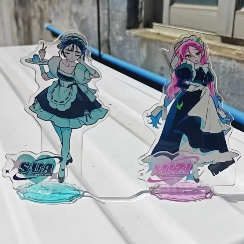 Alien Stage Acrylic Stand Set Mizi And Sua Maid Outfit Desktop Display Decor New Collectible Gift For Anime Game Fans view 3