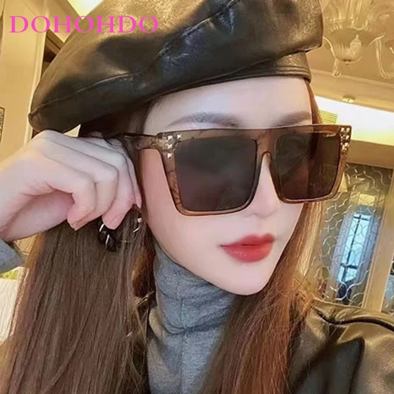 

Classic Luxury Large Frame Integrated Square Sunglasses Women Men Trendy Brand Designer Driving Sunglasses Lentes De Sol UV400