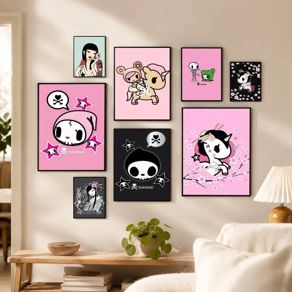 Cartoon T-Tokidokis  Poster Waterproof Wall Art Sticker For Bar Living Room Vintage Decor High Quality Print Gift