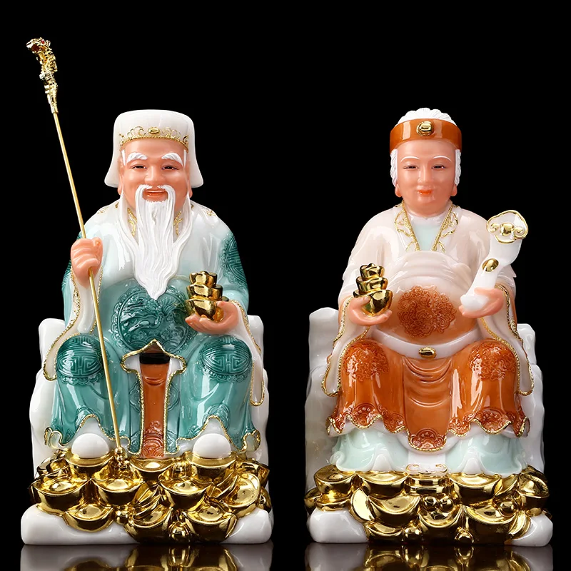 A pair 2P Aisa high grade TU DI GONG PU God of wealth buddha statue bless safety healthy thriving business Money Good luck