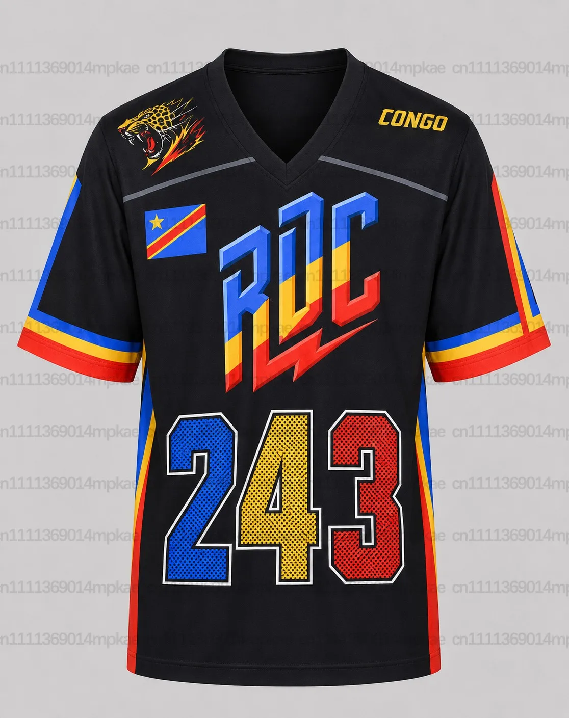 2026 Summer New Arrival Universal Top, Democratic Republic of Congo Jersey Print, Casual Loose Street Style Women's T-Shirt