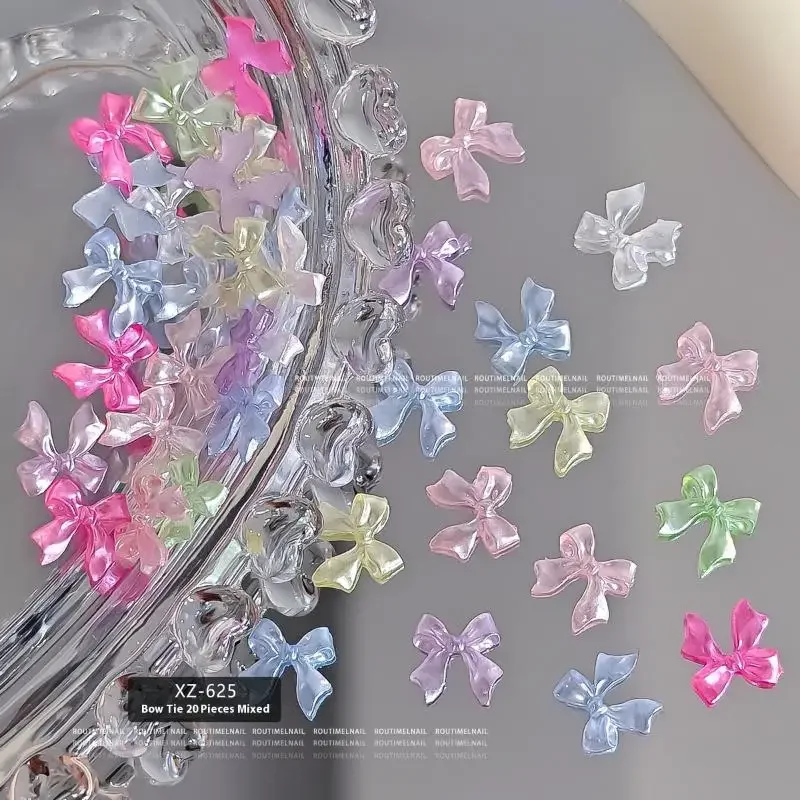 Bow Mix Nail Charms 3D Ice Translucent Multicolour Nail Decorations Accessories Rhinestones Nail Art Enthusiasts