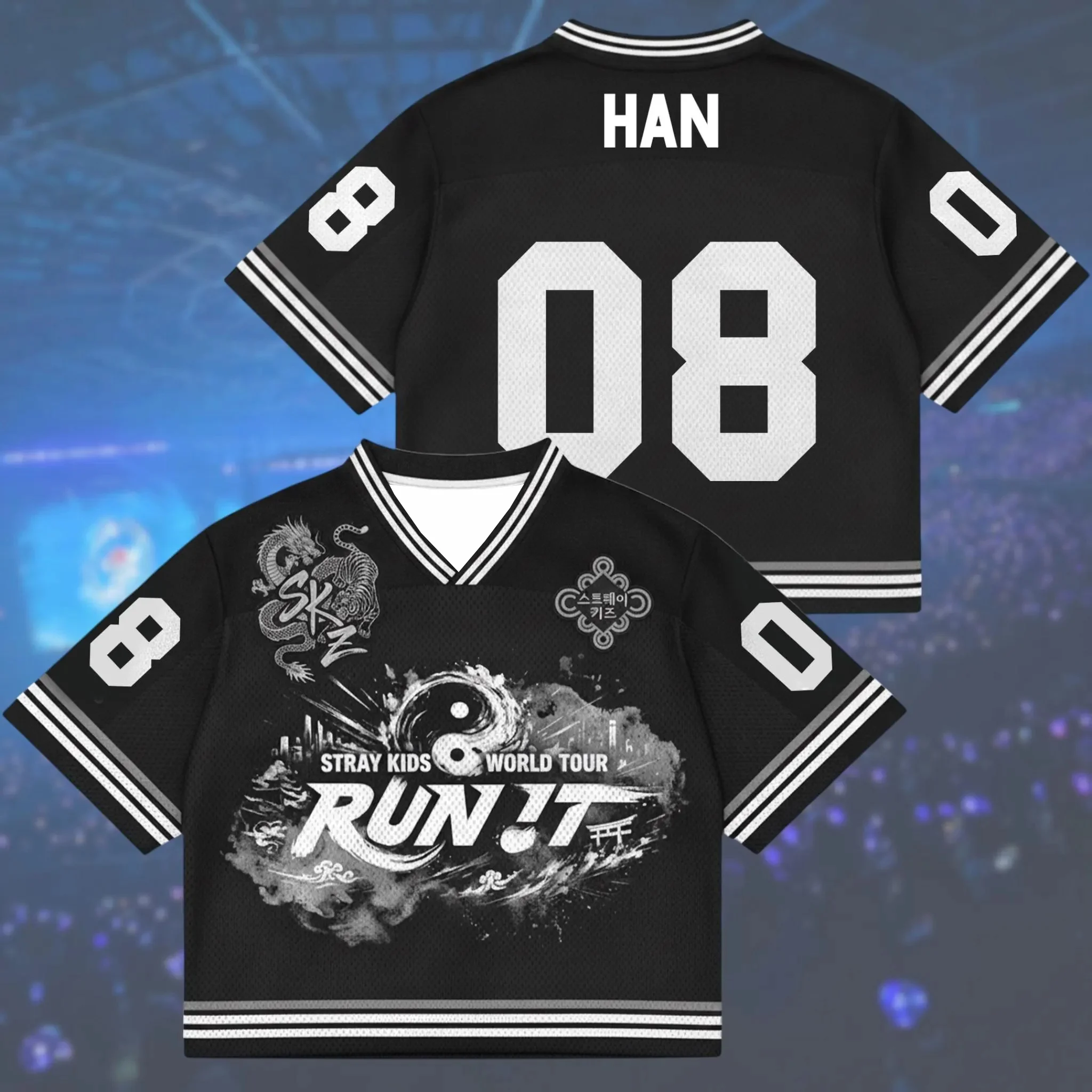 2026 Kpop Stray Run It 2026 World Tour Fan-Support-Service Modisches, lässiges, koreanisches, neutrales, dünnes, schnell trocknendes T-Shirt – Detail 12