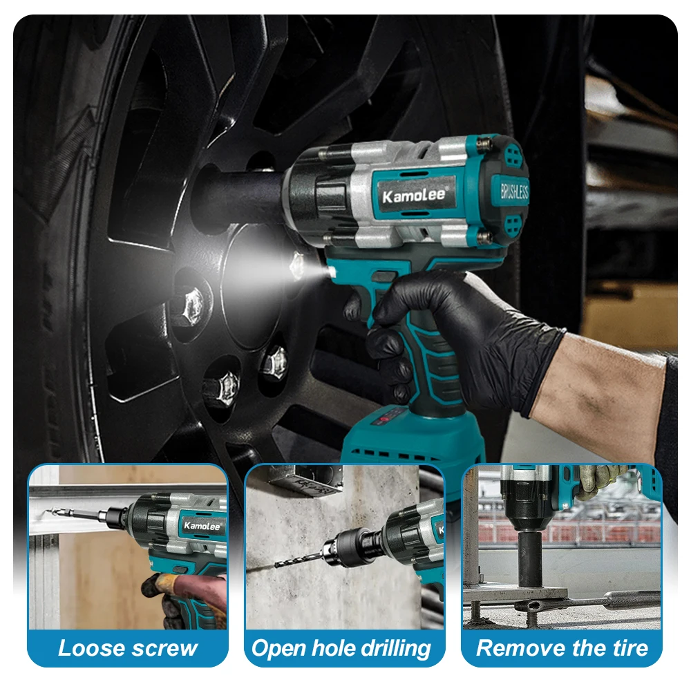 Kamolee High Torque Brushless Electric Impact Wrench 2100 N.m 1/2 inch Makita Battery Compatible