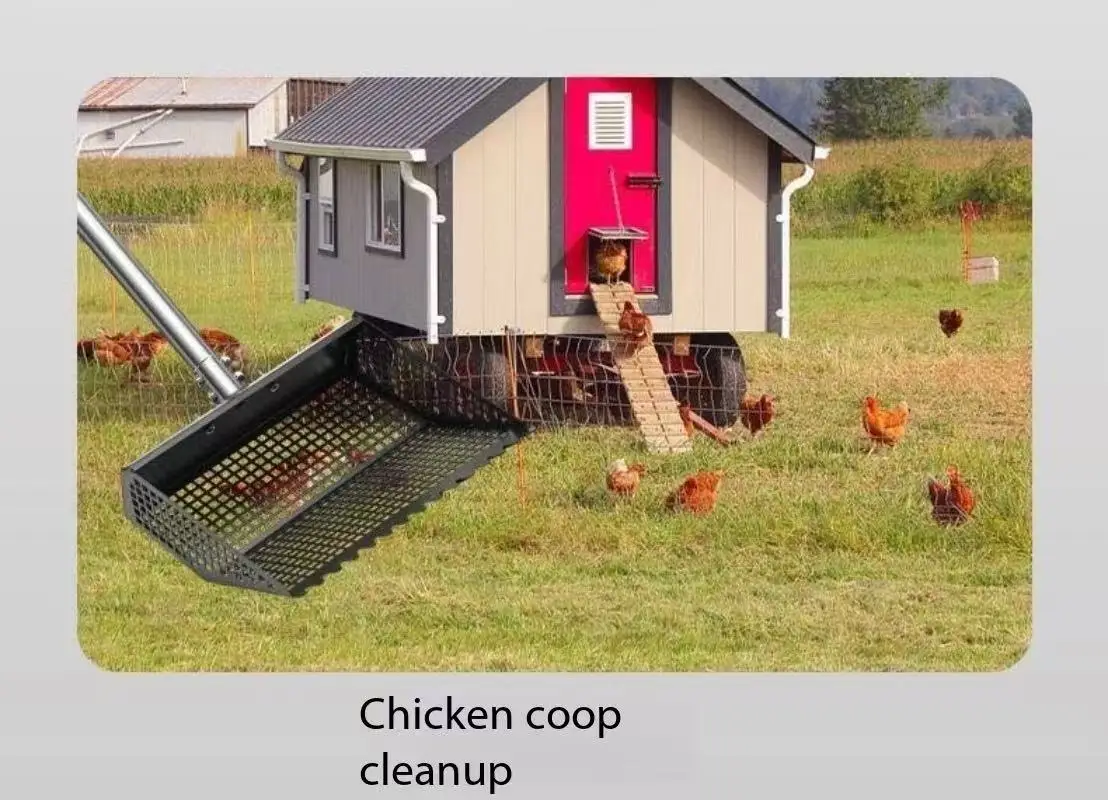 New 2-in-1 Chicken Manure Shovel And Rake, Used For Cleaning Chicken Coops And Pet Waste, For Small Farm, Adjustable Length