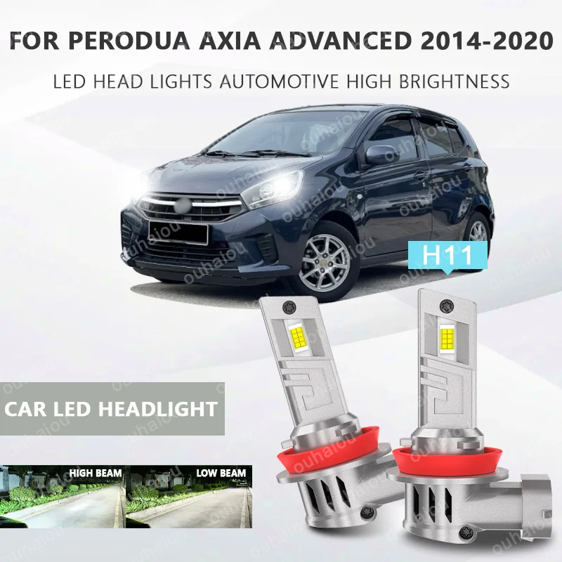 

2Pcs H8 H11 LED Headlight LED Lights Head Lamp for Car LED Headlight Bulb with heat sink For 63.Perodua Axia Advanced 2014-2020