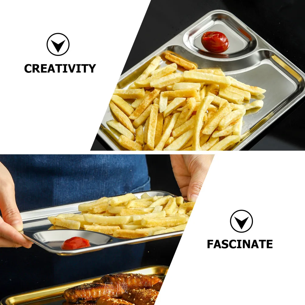 

2pcs Stainless Steel Household Dumpling Plate Multi-Function Chips Dish Decorative Serving Tray Easy Storage Practical Decor