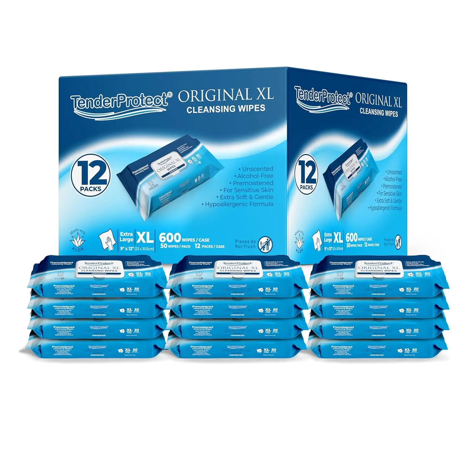 

Салфетки влажные Extra-Large 9"x12" с алоэ, премиум-класса, для взрослых (600 шт.) – для ухода при недержании, очищения рук и тела