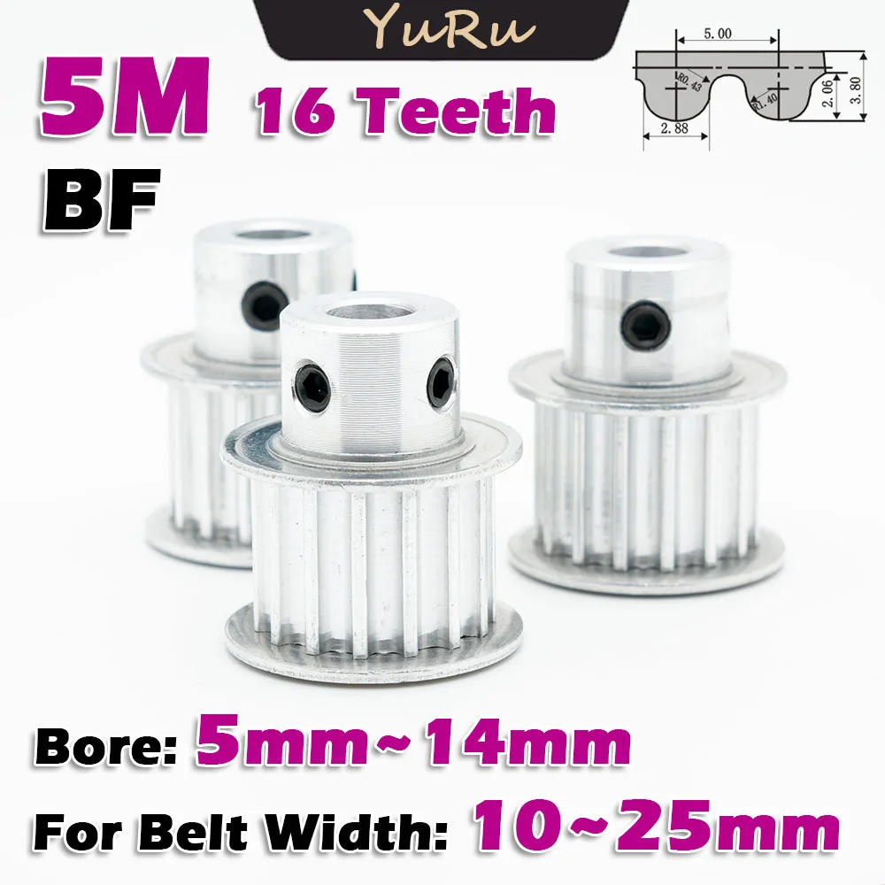 

Timing Pulley HTD 5M BF 16 Teeth Bore 5~14mm HTD5M 16T Belt Width 11~27mm Transmission CNC Keyway 3~4mm 5M 16Teeth Driving Wheel