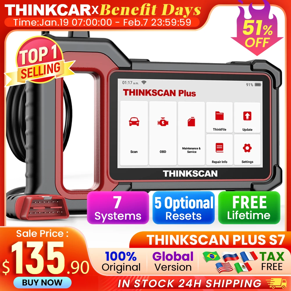 

THINKCAR Thinkscan Plus S7 S6 S4 Obd2 Scanner Car Diagnostic Tools Automotivo Scanner Auto Diagnosis Tool Code Reader 28 Resets