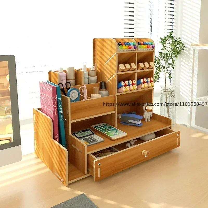 Large Capacity Pen Holder Students Desktop Drawer Style with Angled Pen Insertion for Office and Home