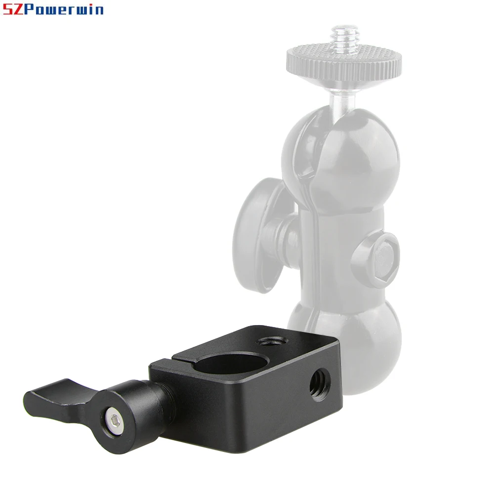 15mm Single Rod Clamp Adapter with Adjustable Khumbscrew & 1/4" Threaded Holes for Camera Accessories, 15mm Rail System