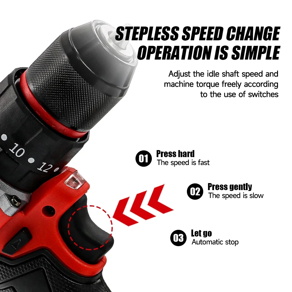 

For Milwaukee 18V/20V Battery Cordless Impact Drill Brushless Electric Drill 20+3 Torque Hammer Multifunctional Power Tools