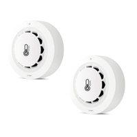 CCLCU Tuya Smart Smoke Detector with WiFi & Bluetooth, Temperature & Humidity Monitoring 80dB Alarm, Remote Notifications 2Pcs