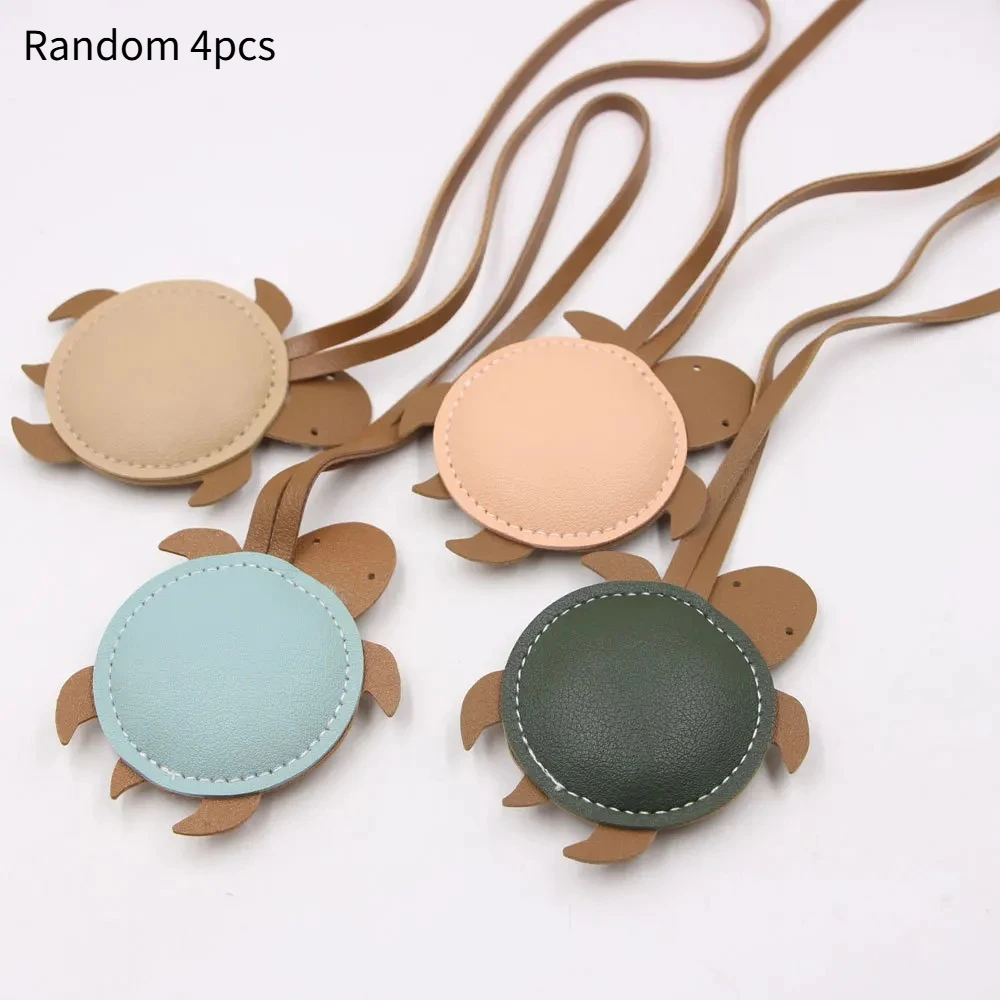 Random 4pcs PU Leather Turtle Shaped Women's Keychain Pendant, Luggage Travel Pendant, Bag Pendant