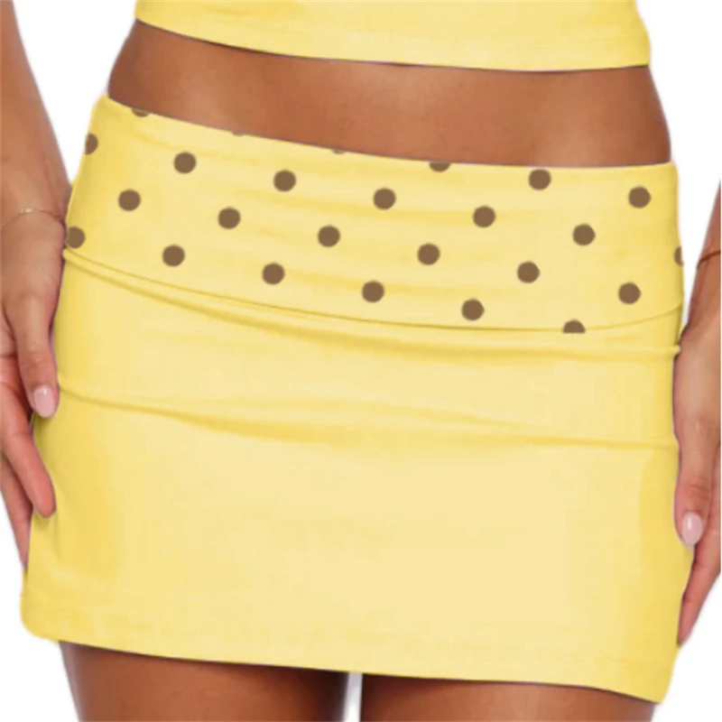 여성 Y2K 물방울 무늬 미니 스커트 섹시 로우라이즈 바디콘 숏 스커트 90년대 빈티지 슬림핏 펜슬 스커트 파티 클럽웨어