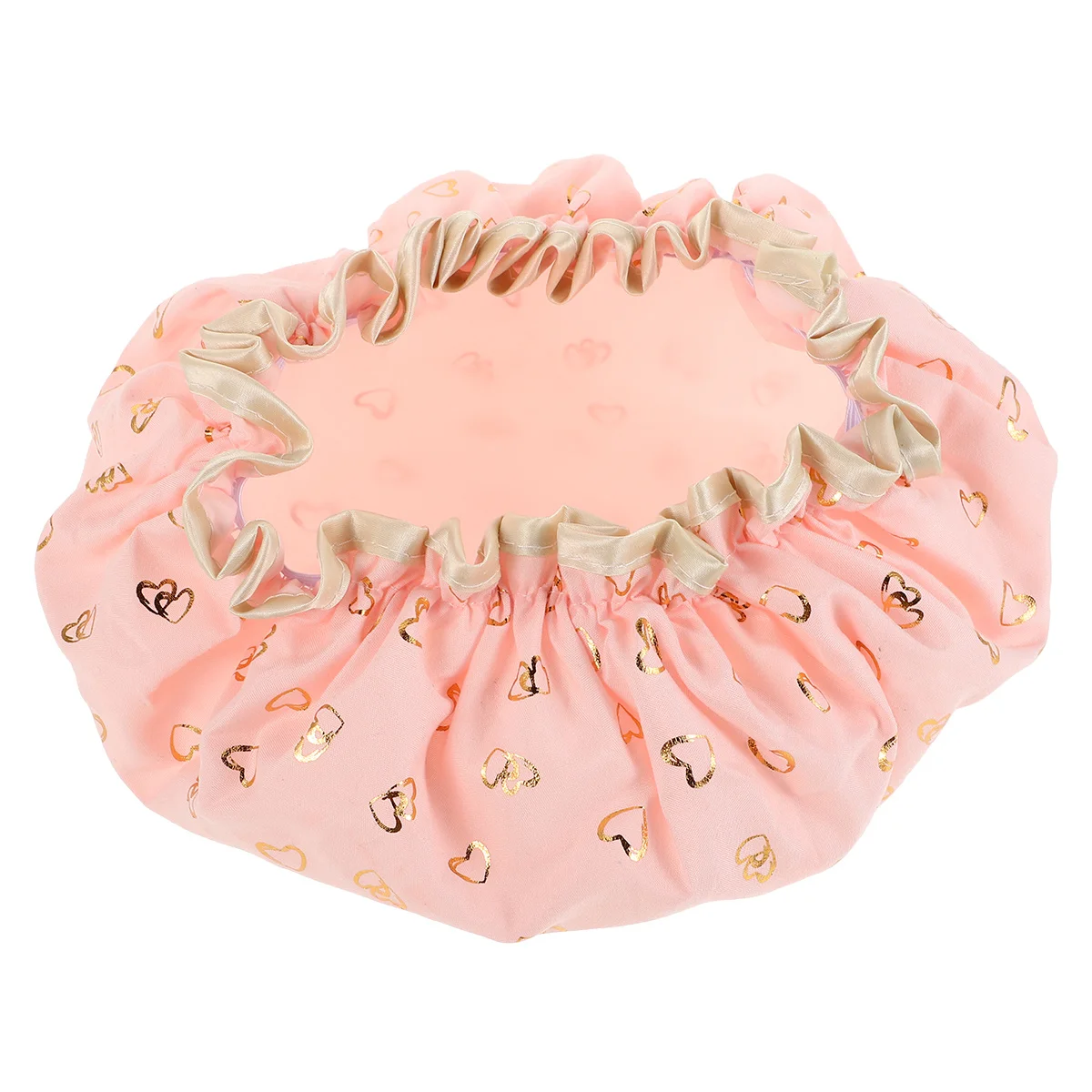 

Double Layer Waterproof Shower Cap for Women Pink Reusable Elastic Band Long Hair Bath Cap Hair Cover Satin Bonnet for Sleeping