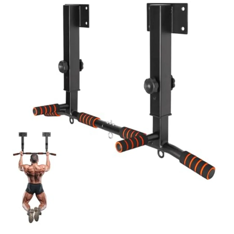 

Wall Mounted Pull Up Bar for Home Gym: Adjustable Metal Pull Up Bar in Black for Strength Training Workout Equipment