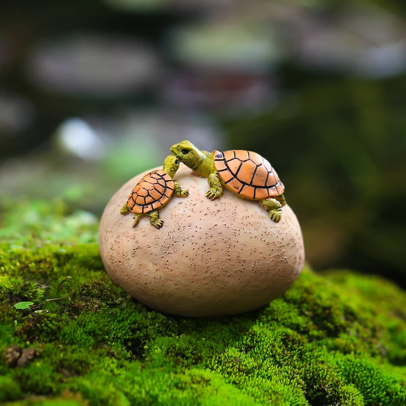 Mini Cute Resin Turtle Statue Pastoral Flowerpot Micro Landscape Bonsai Fish Pond Animal Landscaping For Home Desk Garden Decor