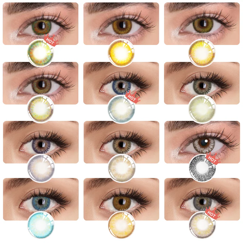 Lentes de contacto de color para ojos Lentes azules Lentes de contacto marrones Colorcon Lentes naturales coreanas Lentes de moda 1 par