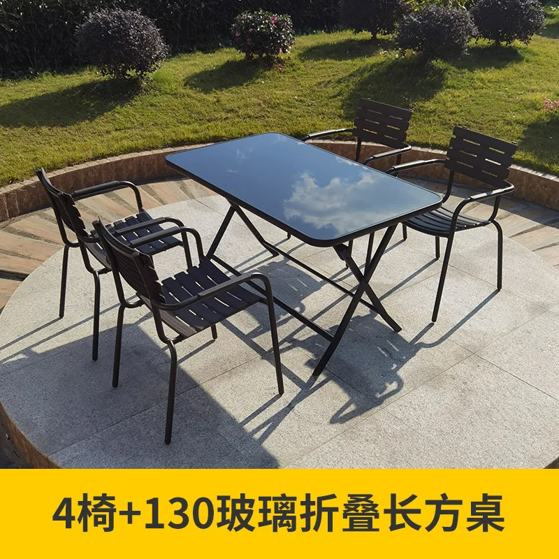 Tables and chairs plastic wood courtyard garden wrought iron milk tea shop stall outdoor terrace small coffee table combination