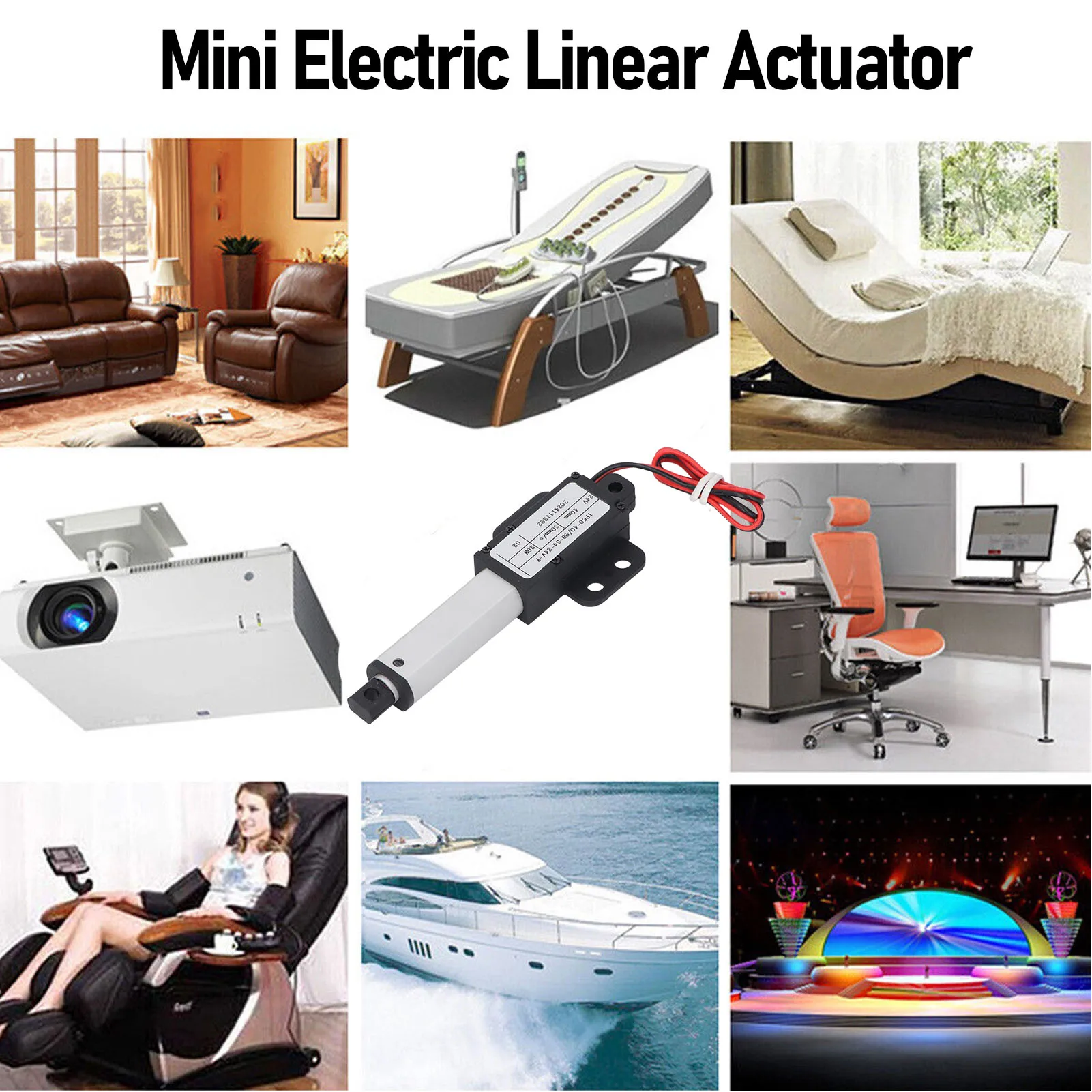 المحرك الخطي الكهربائي الصغير 24 فولت تيار مستمر محرك الحركة المقاوم للماء ل أريكة روبوت سيرفو 40 مللي متر السكتة الدماغية 30 مللي متر/ثانية سرعة 20N التوجه