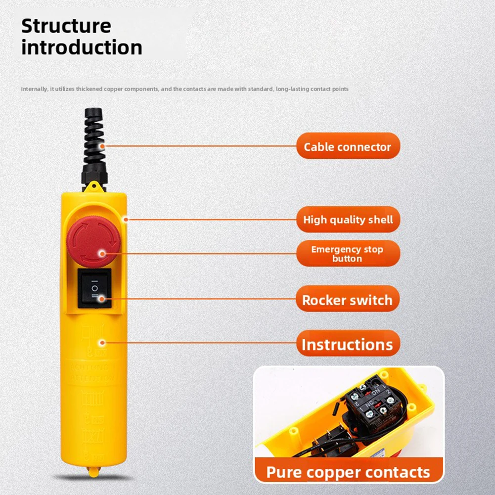 COP-61DRH Direct Operation Electric Hoist Crane Controller - Rainproof, W/ Emergency Stop Mushroom Head Push Button Switch