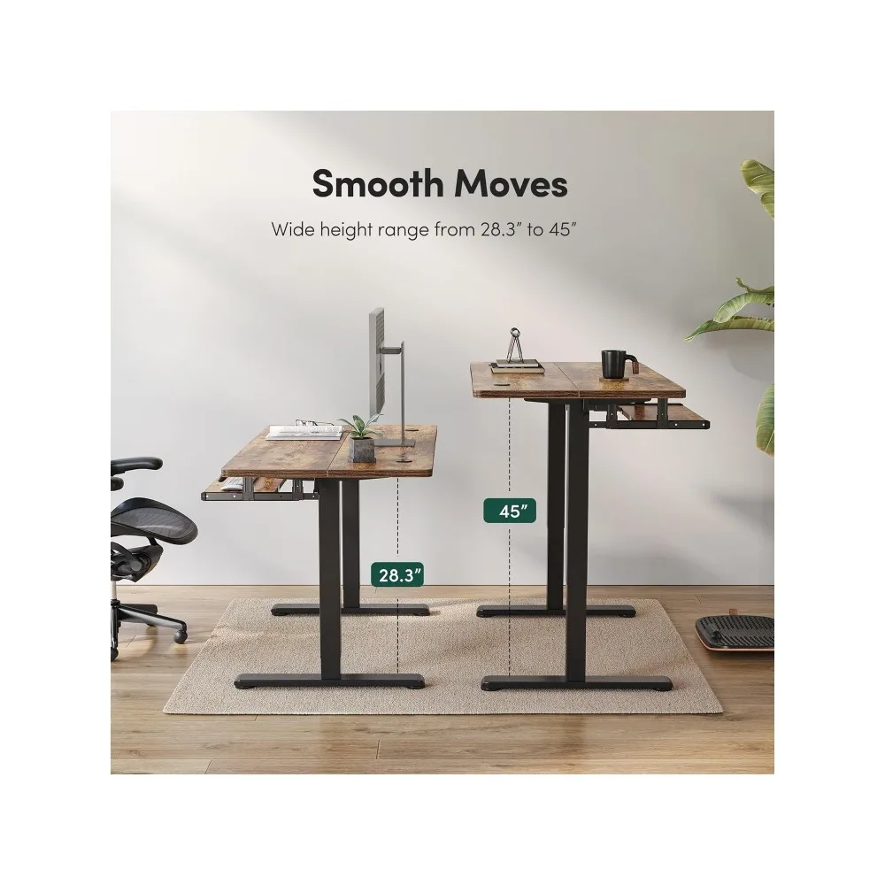 Standing Desk with Keyboard Tray, 40 × 24 Inches Electric Height Adjustable Desk, Sit Stand Up Desk, Computer Office Desk