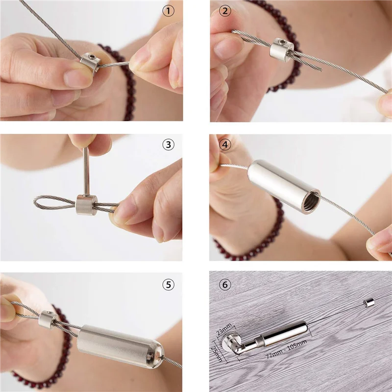 

【Limited Time Offer】10X Wall Mount Curtain Wire Rod Set Stainless Steel Photo Hanging Wire Clothesline Wire(5 Meter)