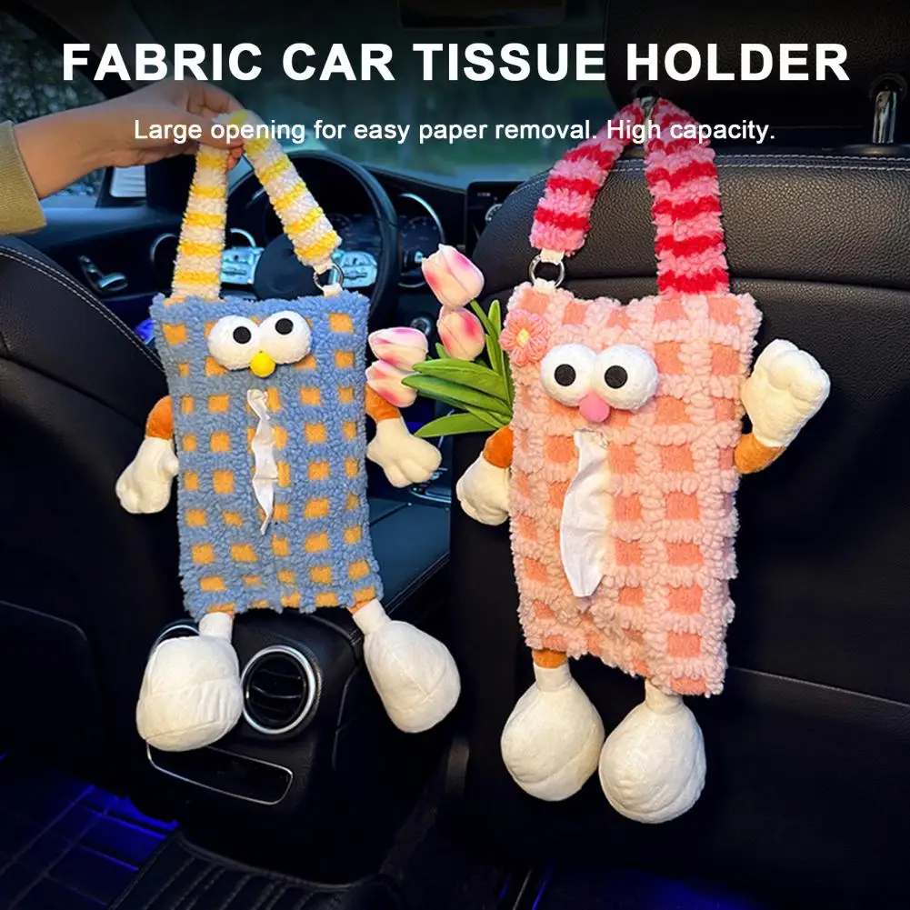 Car Hanging Tissue Box Holder Cartoon Animal Shape Tissue Box Hangable Auto Napkin Storage Organizer For Vehicles Cars Suvs