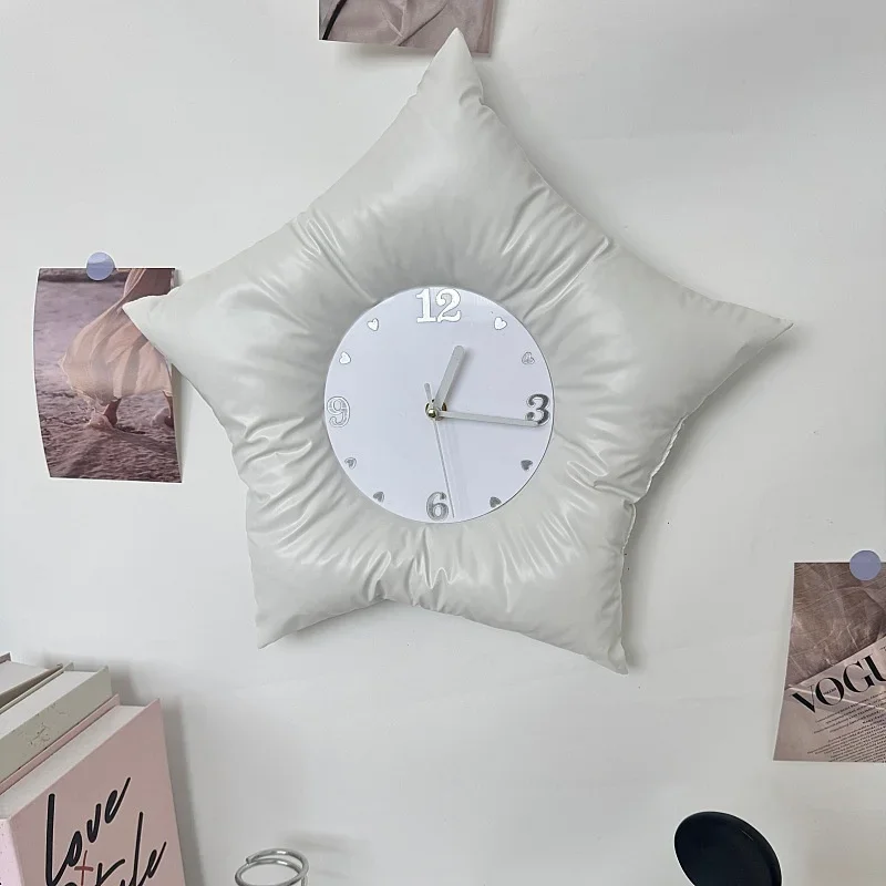Wall Clock Silver Star Korean Ins Style Creative Photo Backdrop Prop Home Living Room Bedroom Ornament Decoration