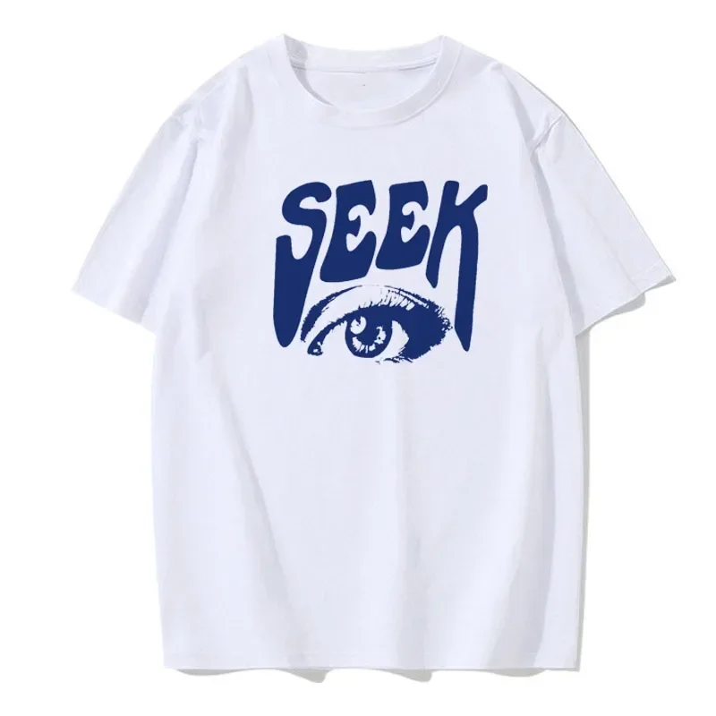 Seek Anticipated Gaze Printing T- Men Soft Tshirs Breathable Summer Street Hip Hop T-Shirts Cotton Loose Tee Clothes