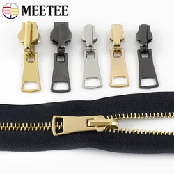 Meetee 5/10Pcs Double-sided Zipper Sliders for 5# 8# Metal Zips Rotatable Puller Jackets and Clothes Sewing Zip Repair Kit