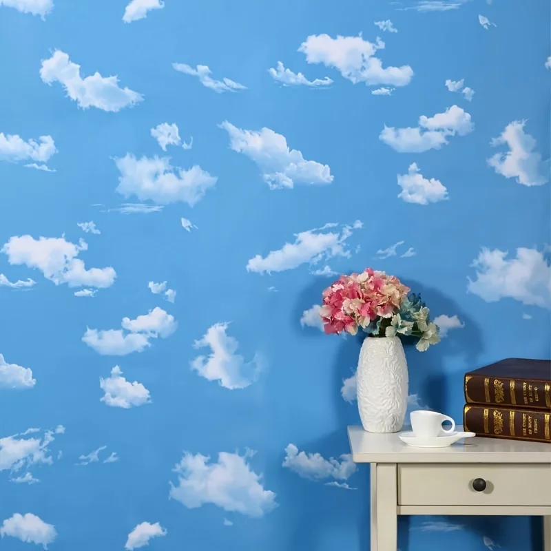 Vinyl Blue Sky and White Clouds Pattern Wallpaper for Bedroom Decor Pvc Self Adhesive Waterproof Stickers for Living Room