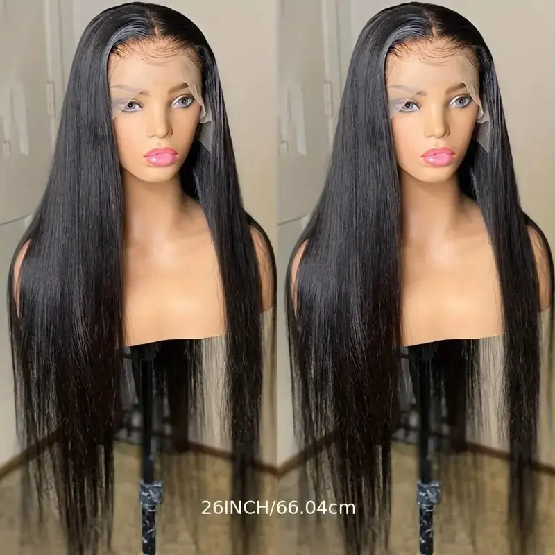 13x6 HD Lace Wig 13x4 Lace Wig Straight Natural Black 38 Inch Natural Baby Hair Human Hair Wig PrePlucked For Women 150 Density