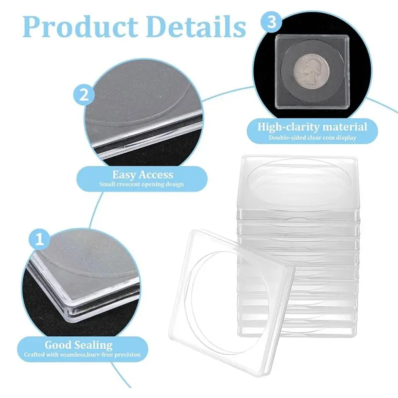 【MUST-HAVE】Round Coin Holder Set With 100 Pcs Coin Collection Cases& 8-Size Adjustable Gasket For Collectors
