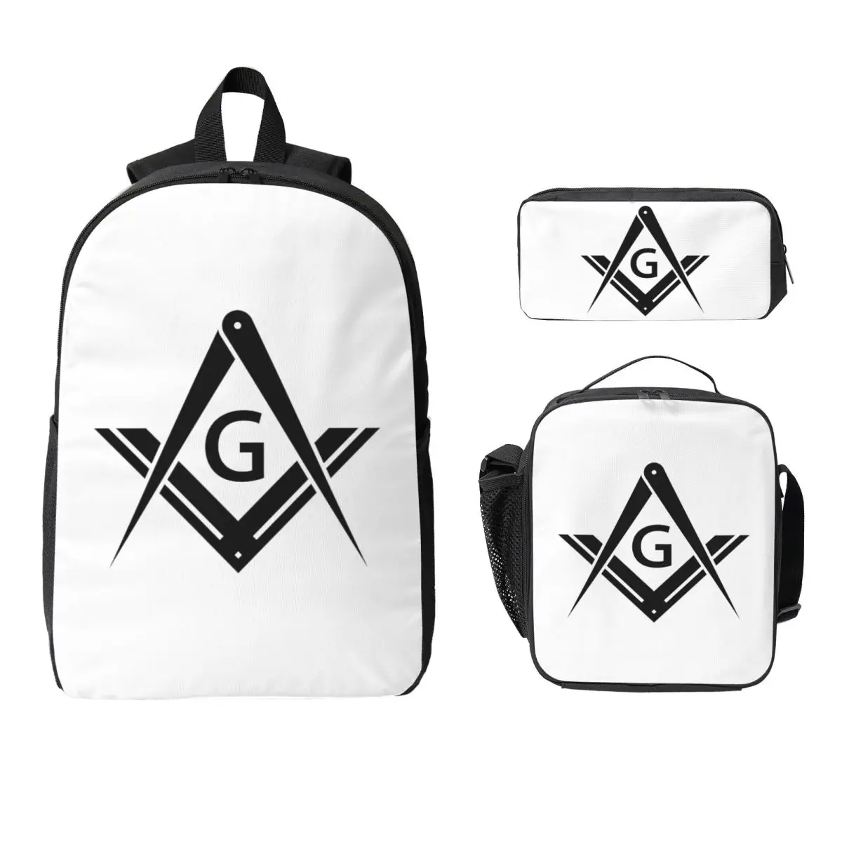 

Freemason Masonic Backpack Student BookBag School Bag Laptop Shoulder Bags 3ps Insulated Lunch Bag Pencil Case