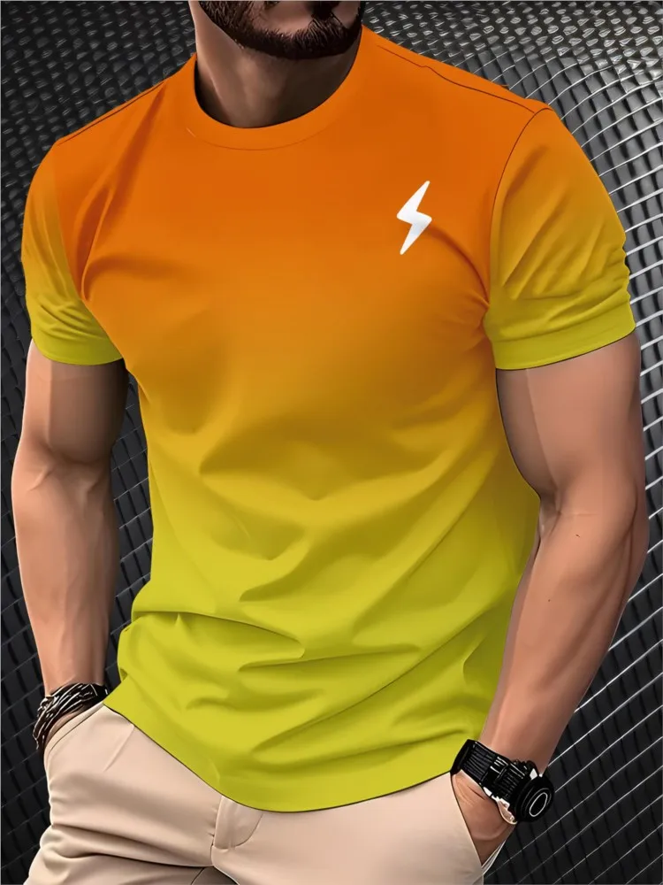 Men's Shirts And Tank Tops Short Sleeves Round Neck Tops Contrast T Shirt Casual Printed Simple Style Temperament All-match Slim