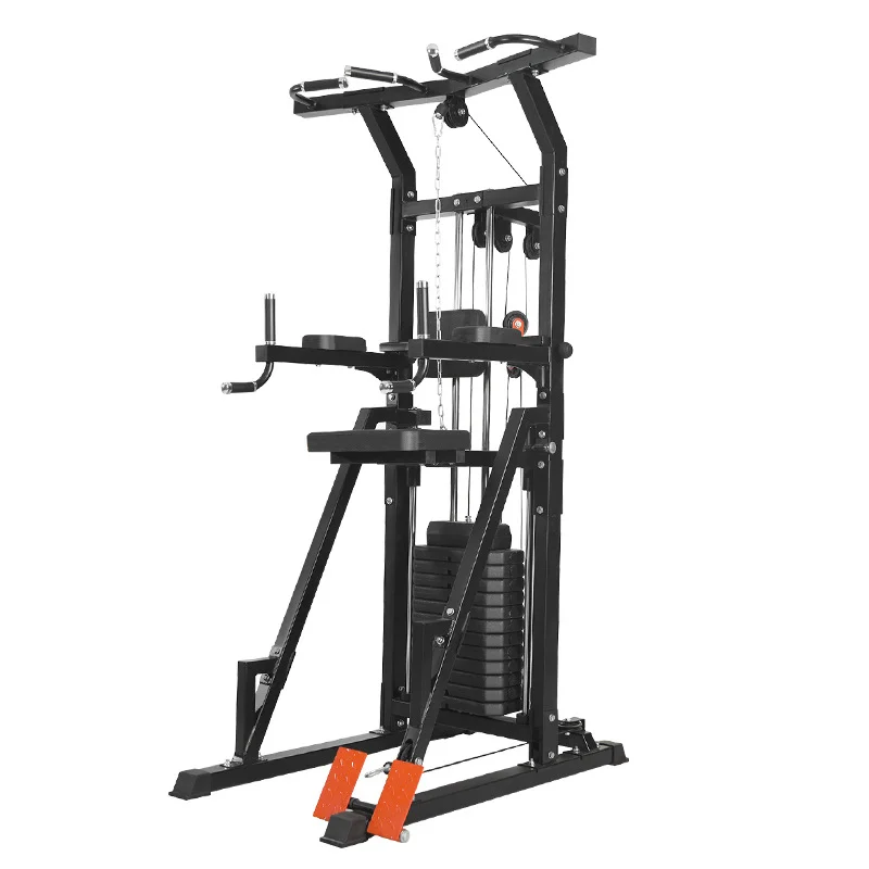 Single and double rod power pull-up machine multi-function station equipment pull-up training