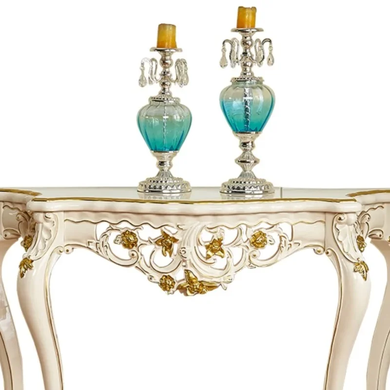 

European all-solid wood against the wall porch table ornament case French engraving American living room home table wall cabinet