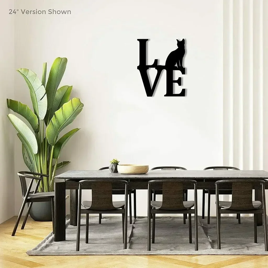 

Hot Love Cat Silhouette - Beautiful Home Decor Decorative Accent Metal Art Wall Sign for Living Room Bedroom Study Porch Decor