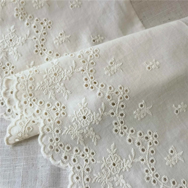 American Cotton and Linen Splicing Embroidered Lace Cafe Curtain Rod Pocket Short Drapes For Kitchen Door Farmhouse 1Piece