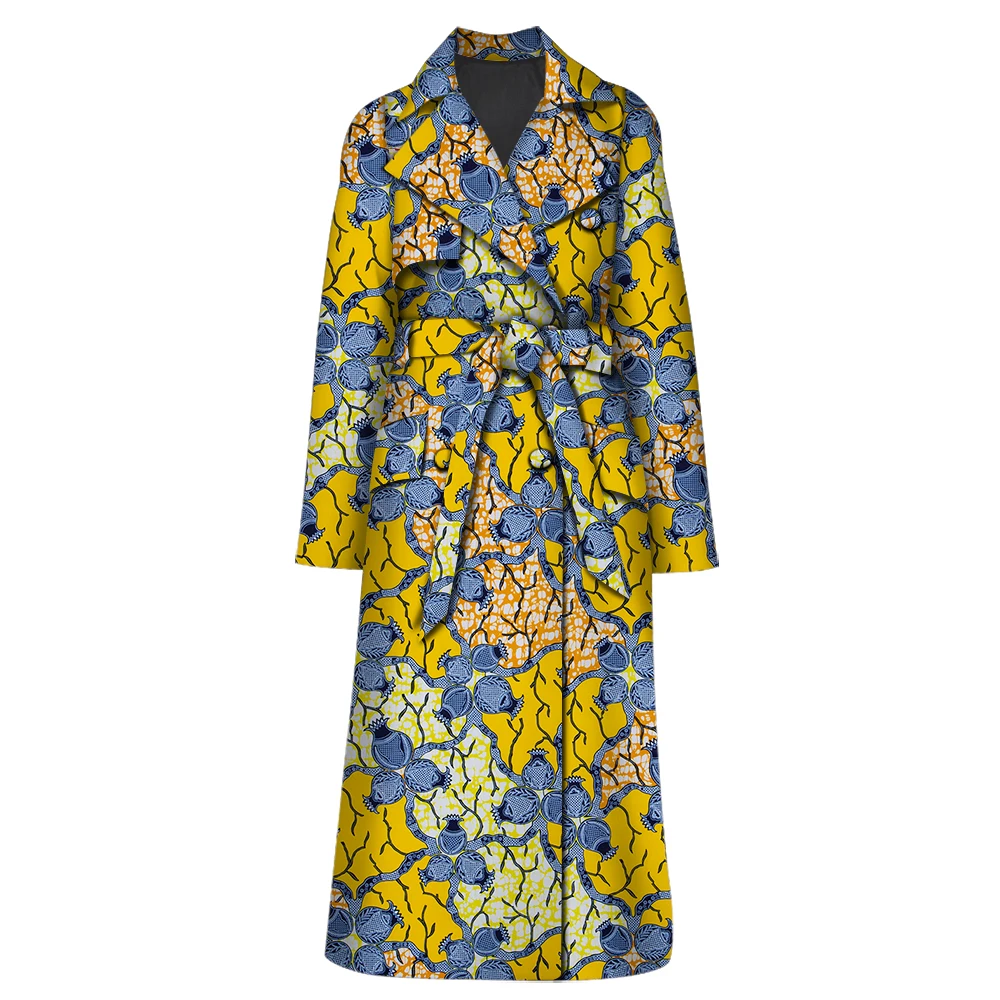 المرأة الأفريقية بلايز الربيع والخريف كم كامل التلبيب معطف واقٍ من المطر طويل للنساء الأفريقية طباعة سترة واقية سترة WY6058 #5